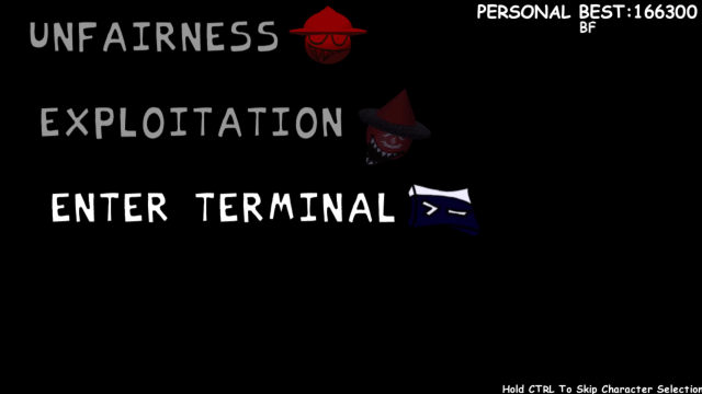 Within the Console menu, the alternate method of access for the terminal after it's unlocked.